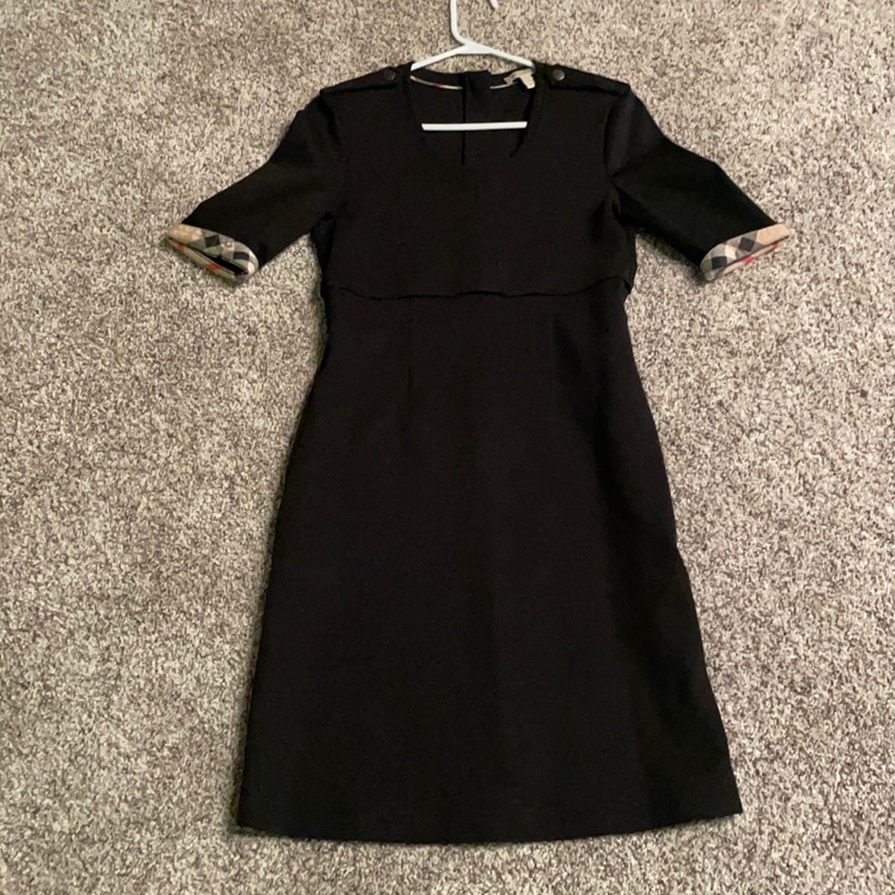 Burberry Britt black dress. Tartan detail sleeve